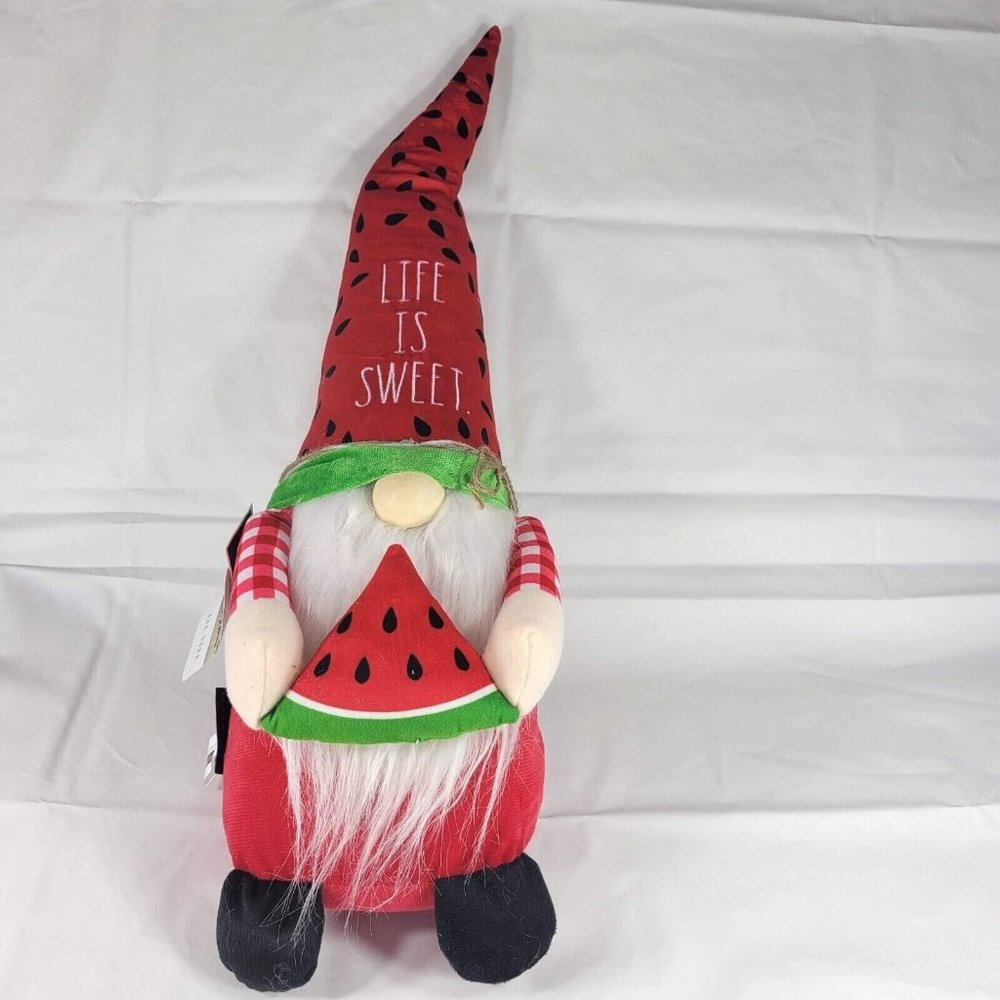 Rae Dunn Red & Green Watermelon Gnome "Life Is Sweet"